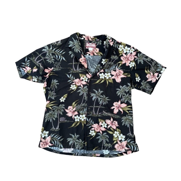 RJC Other - RJC Vintage Hawaiian Shirt 100% Cotton Black Floral Palm XL